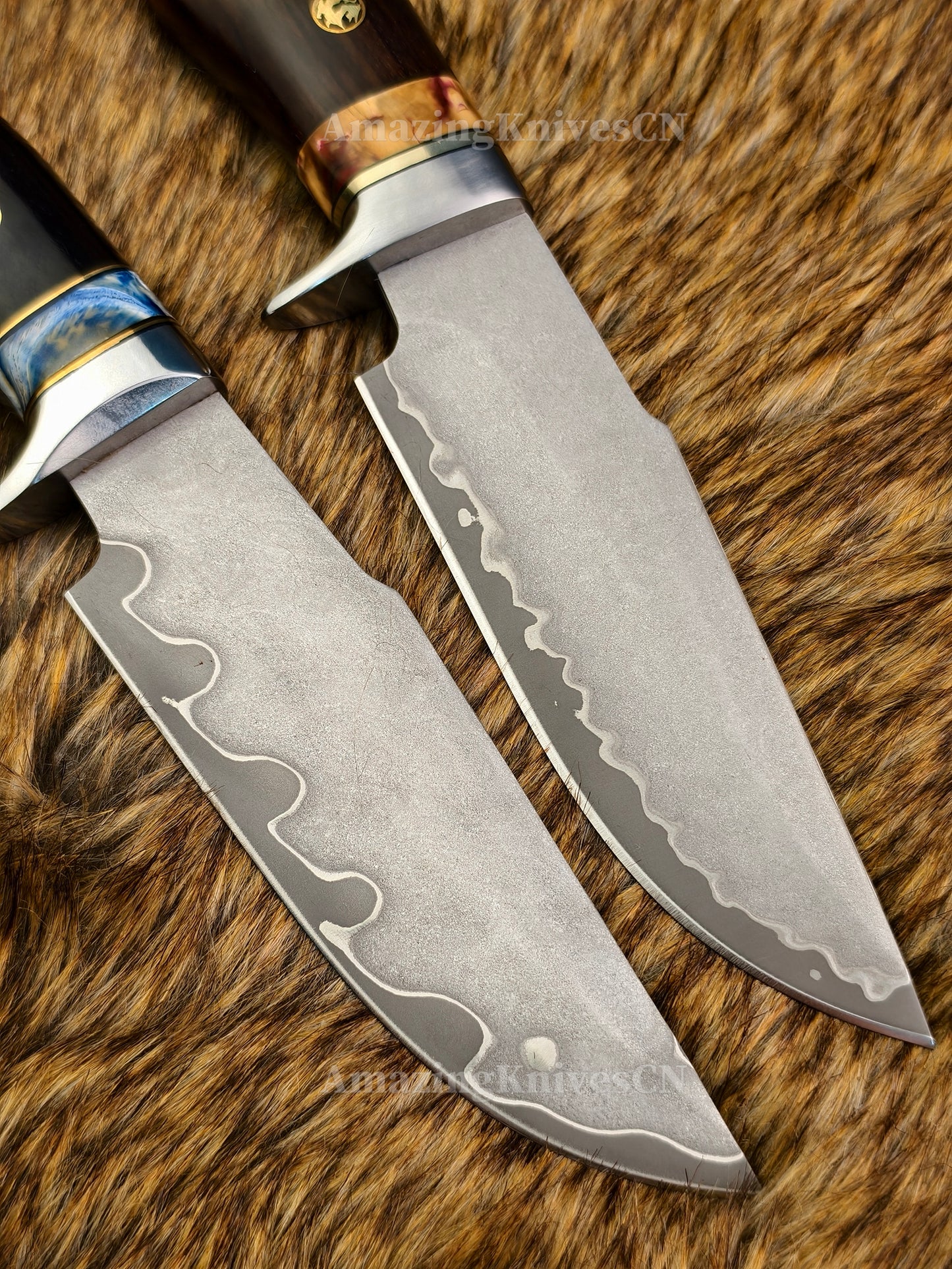 Rare Handforged Damascus Steel Ironwood Straight Hunting Outdoor Knife with Sheath- AK-HT0998