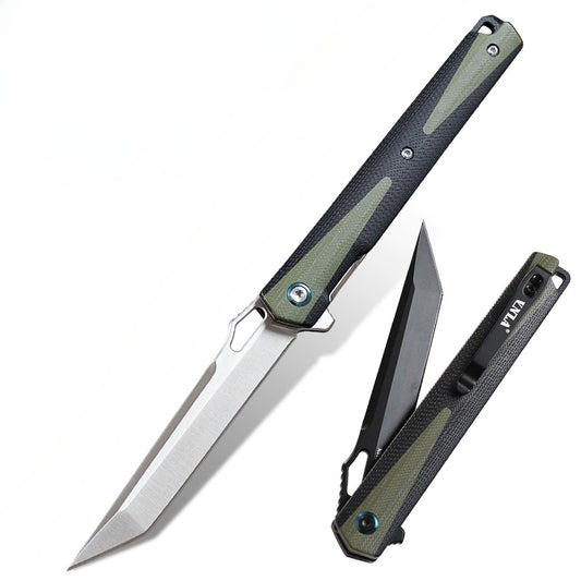 14C28N Steel Pocket Knife G10 Handle Tanto Point Flipper EDC - AK-HT0996