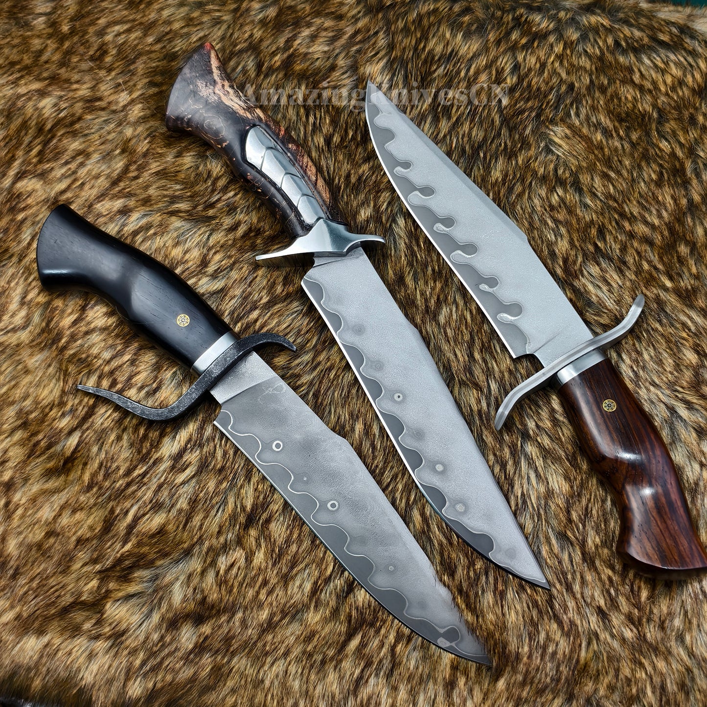 Hand Forged Damascus Steel Hunting Knife Bowie Survival Fixed Blade Full Tang- AK-HT0779-N