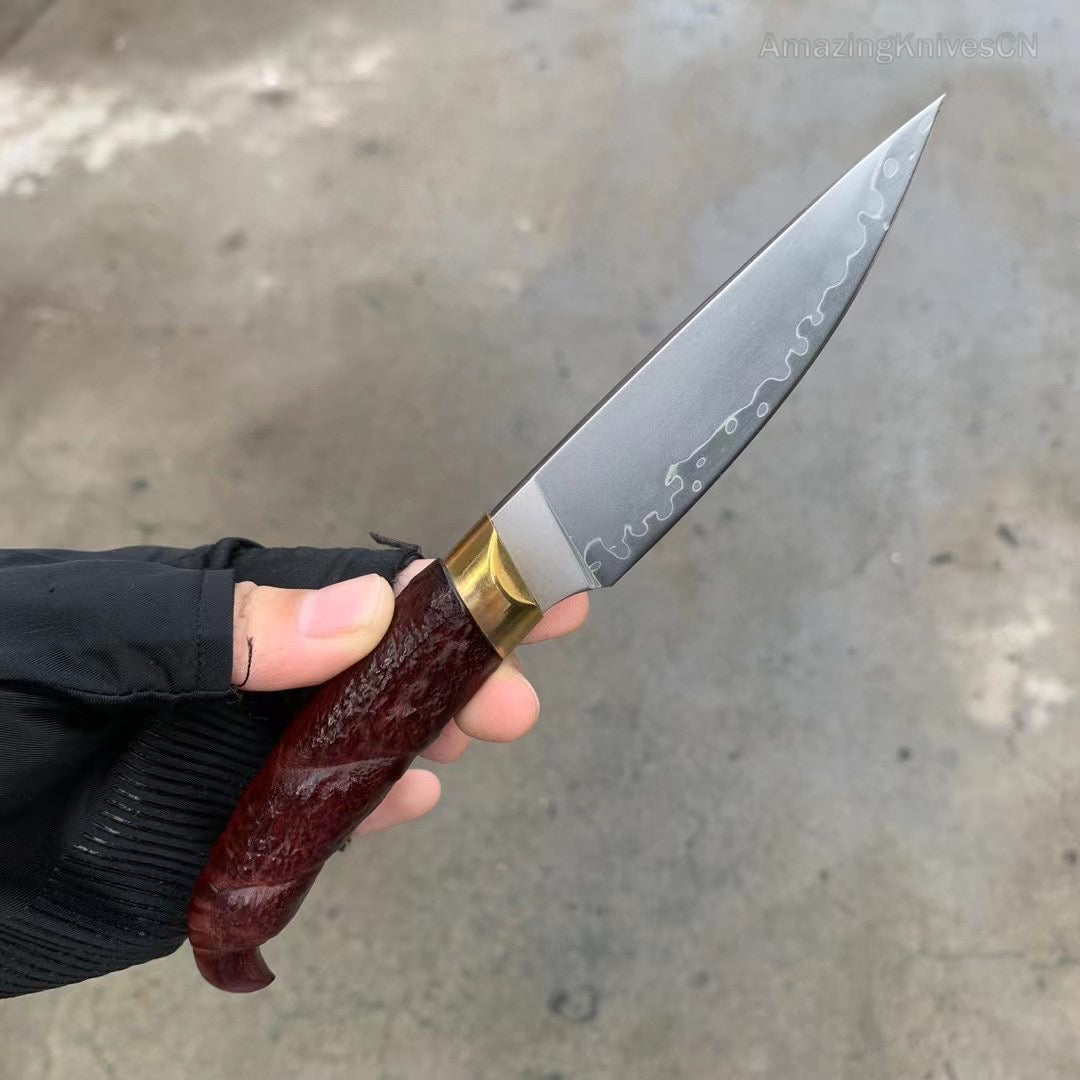 Collectible SKD-11 Steel Hunting Knife Fixed Blade Knife Bloodwood with Sheath - AK-HT0911