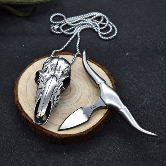 Collectible D2 Steel Pocket Knife Necklace Outdoor Survival Rescue Knife EDC - AK-HT0865