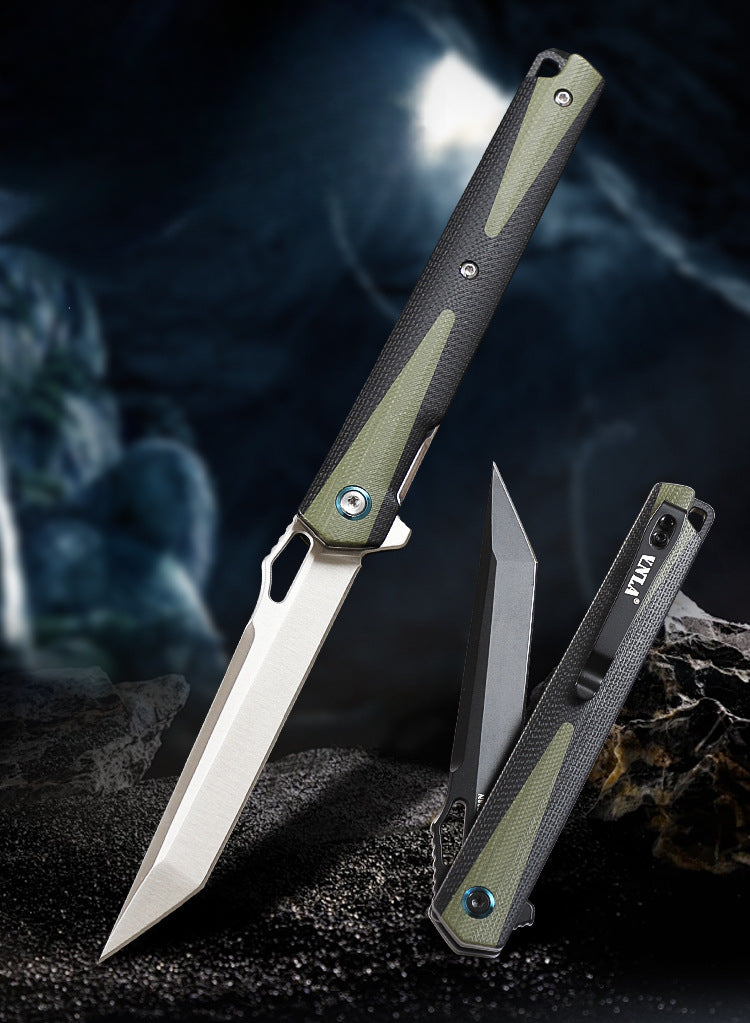 14C28N Steel Pocket Knife G10 Handle Tanto Point Flipper EDC - AK-HT0996