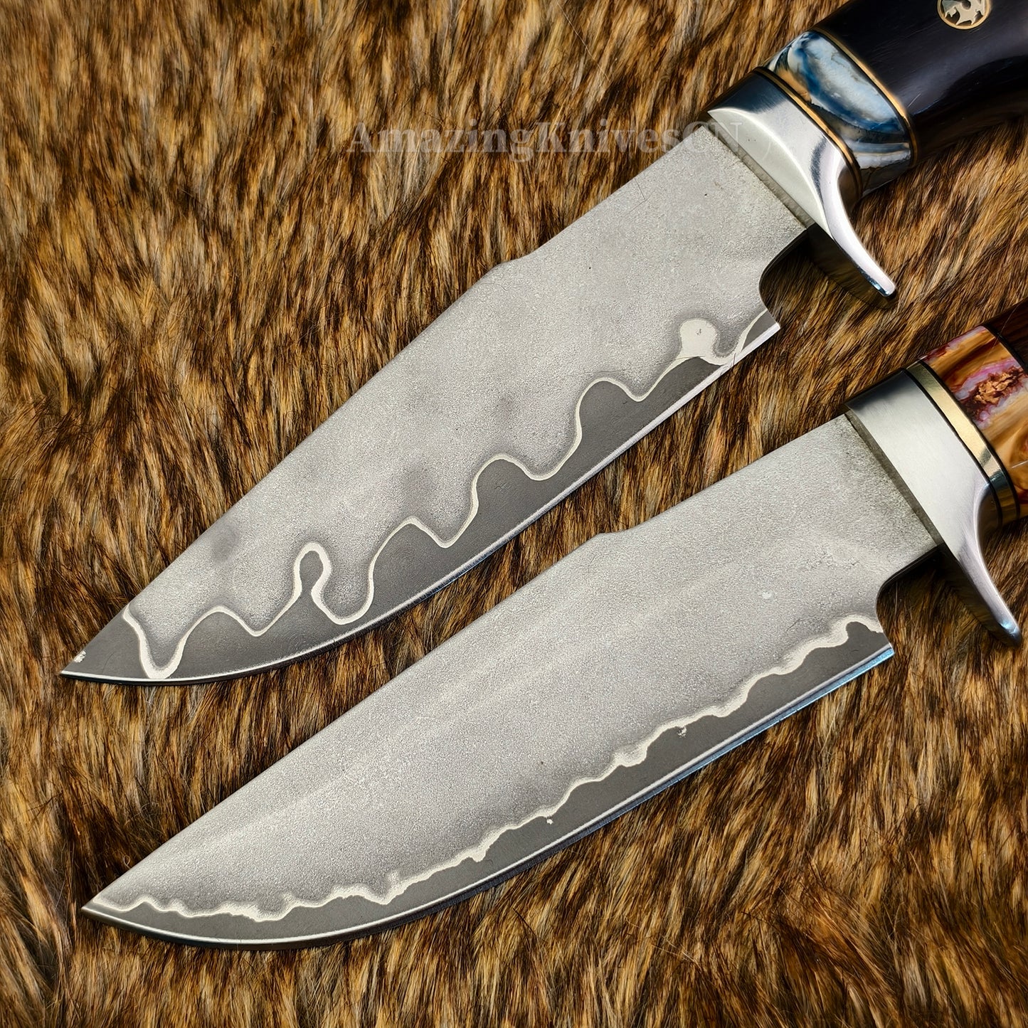 Rare Handforged Damascus Steel Ironwood Straight Hunting Outdoor Knife with Sheath- AK-HT0998