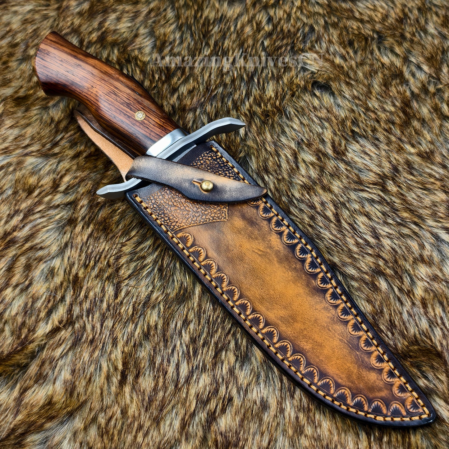 Hand Forged Damascus Steel Hunting Knife Bowie Survival Fixed Blade Full Tang- AK-HT0779-N