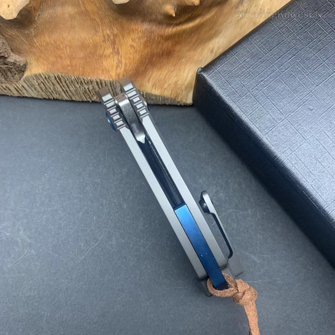 M390 Blade Pocket Knife Titanium Handle with Clip- AK-HT0930