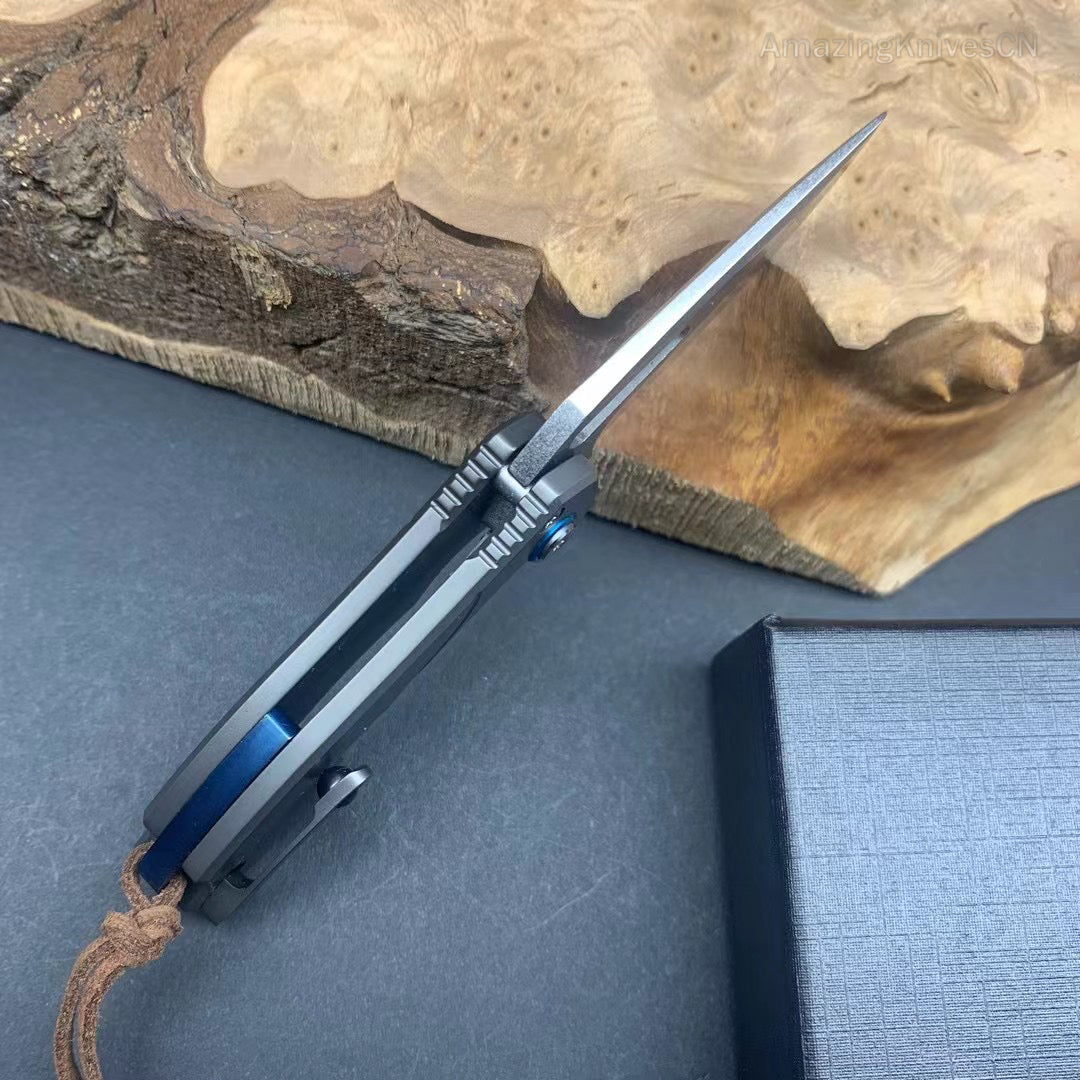 M390 Blade Pocket Knife Titanium Handle with Clip- AK-HT0930