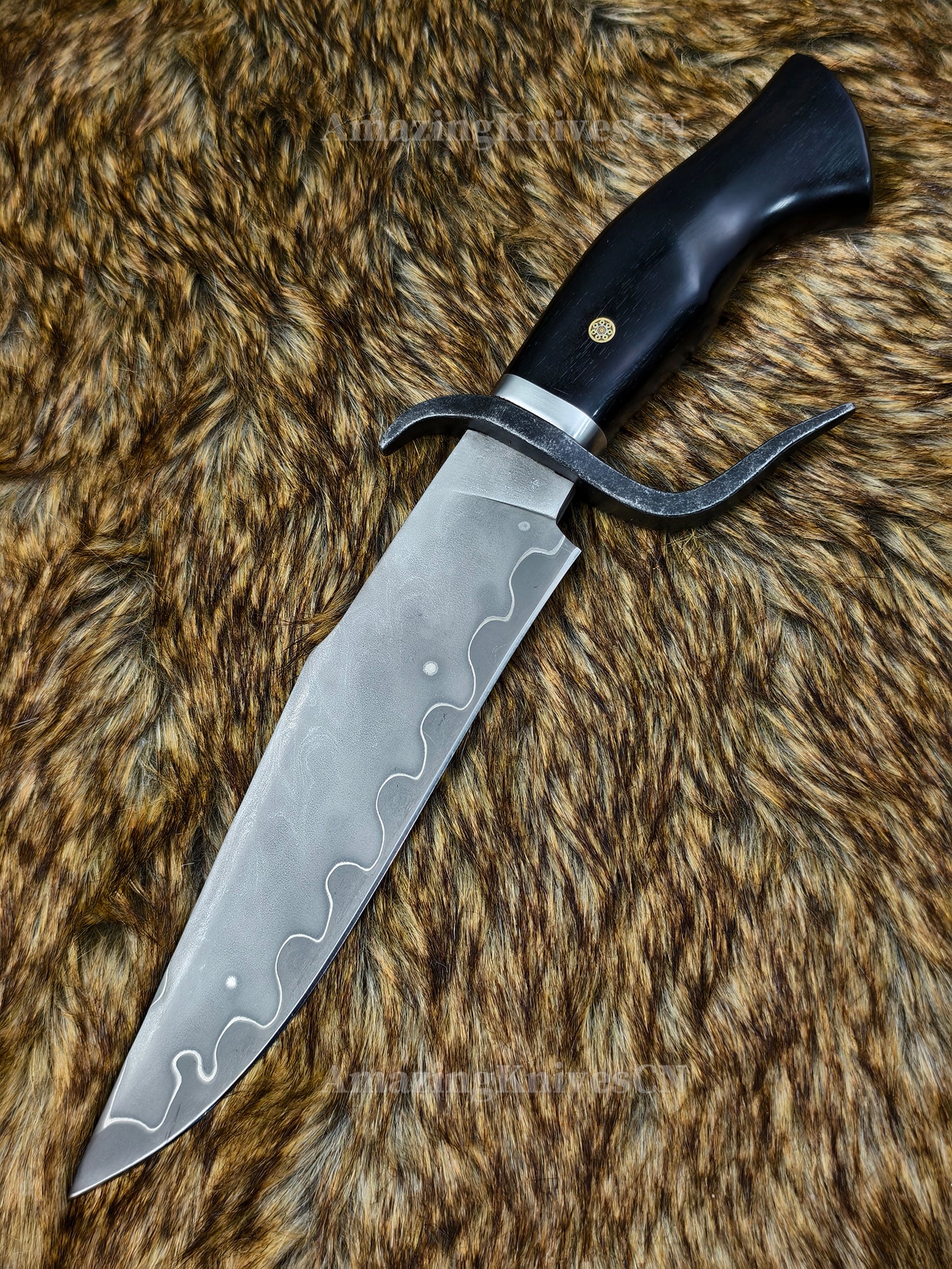 Hand Forged Damascus Steel Hunting Knife Bowie Survival Fixed Blade Full Tang- AK-HT0779-N