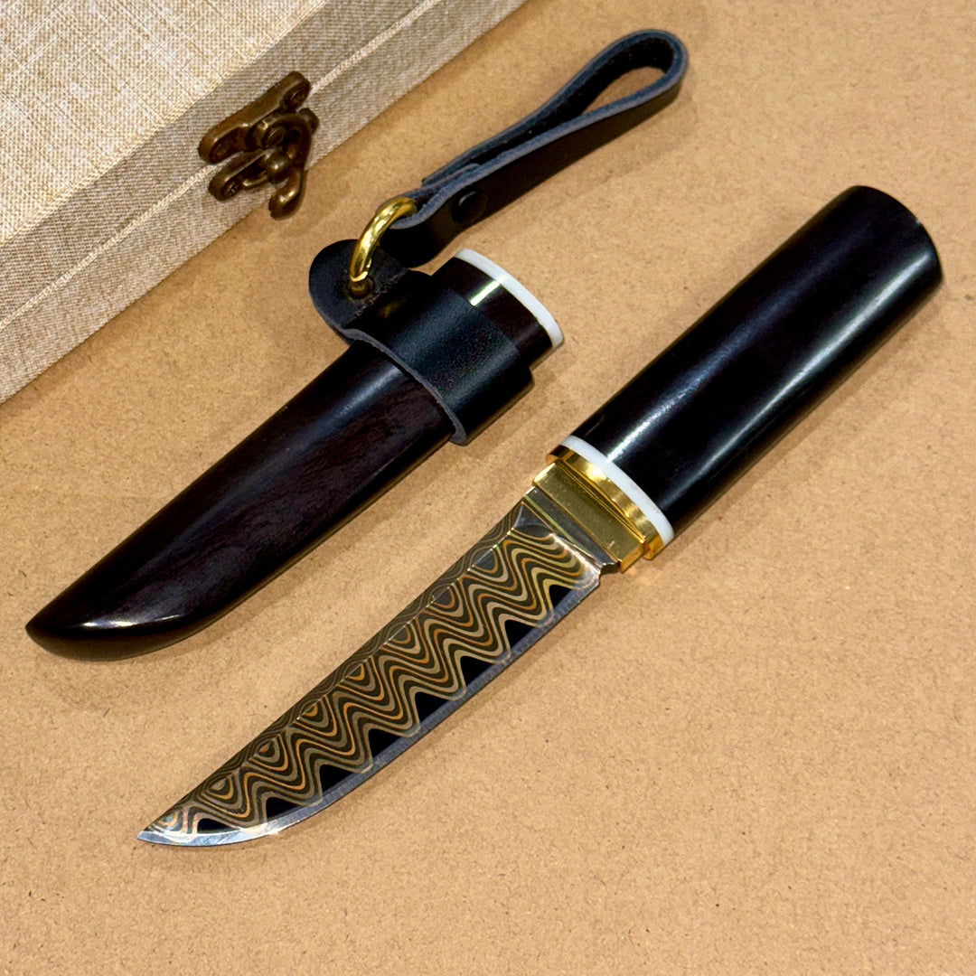 Handcrafted Japanese Style Katana Knife Copper Damascus Ninja Warrior Bushido - AK-HT0906