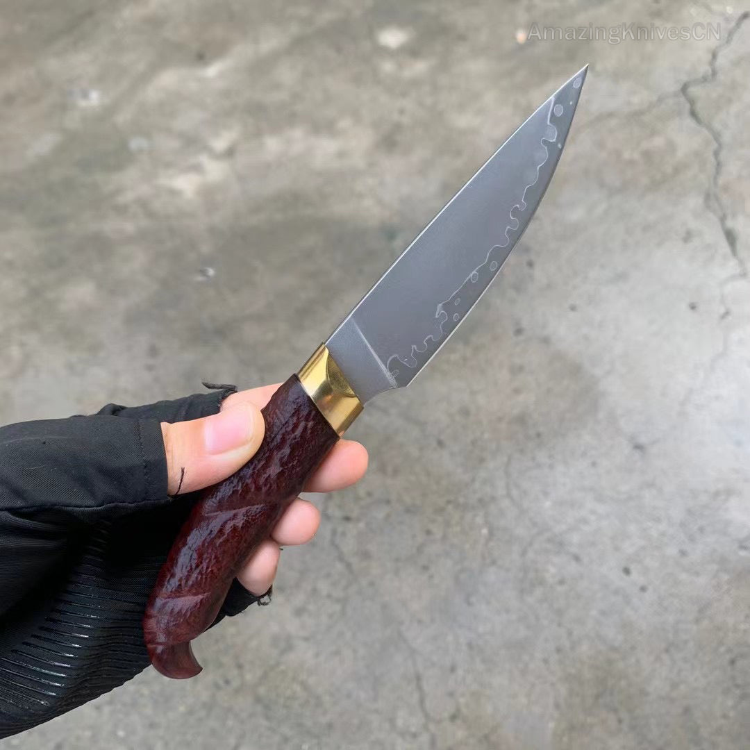 Collectible SKD-11 Steel Hunting Knife Fixed Blade Knife Bloodwood with Sheath - AK-HT0911