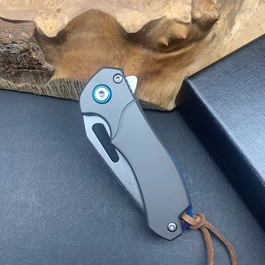 M390 Blade Pocket Knife Titanium Handle with Clip- AK-HT0930