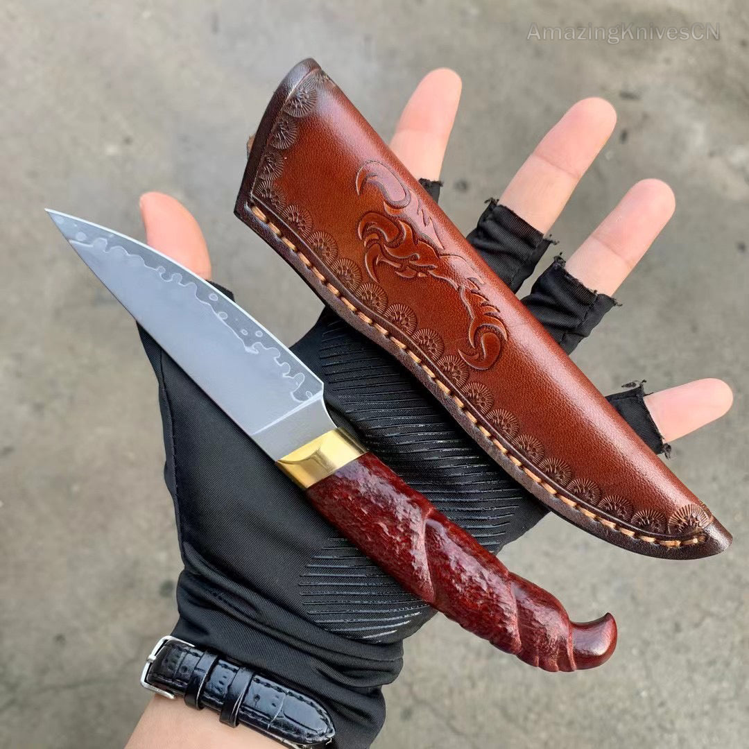 Collectible SKD-11 Steel Hunting Knife Fixed Blade Knife Bloodwood with Sheath - AK-HT0911