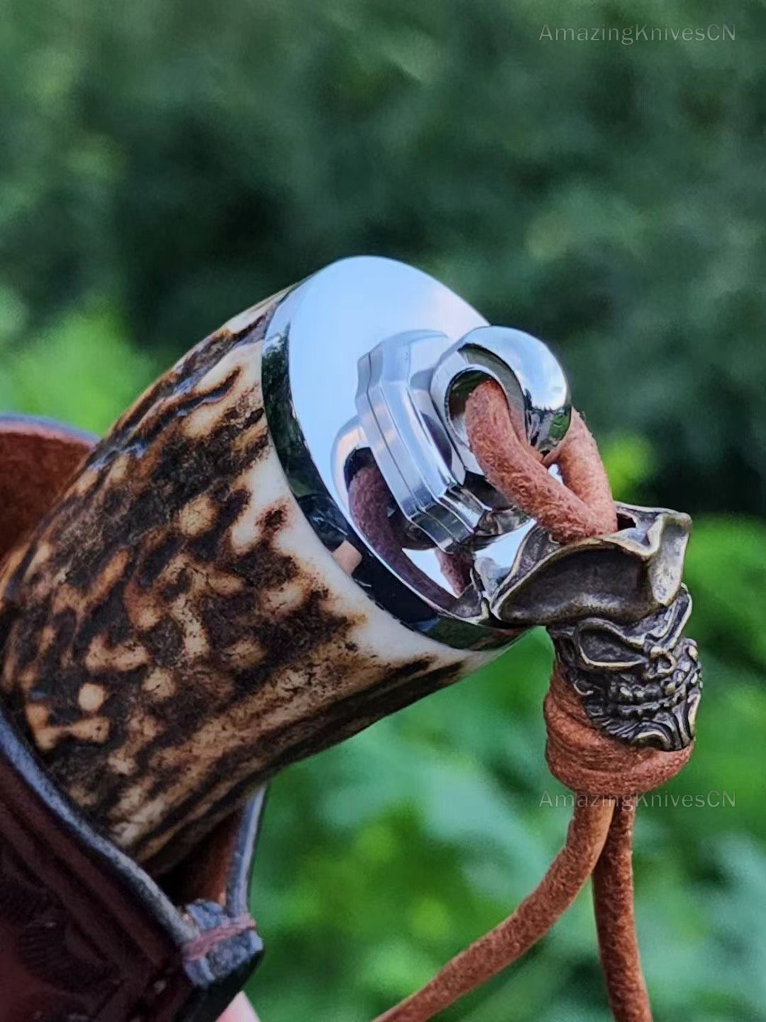 VG10 Damascus Survival knife Bowie Knife Hunting Knife Fixed Blade Stag Antler Sheath - AK-HT0915