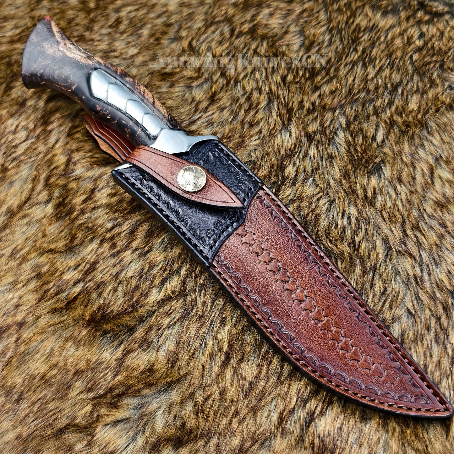 Hand Forged Damascus Steel Hunting Knife Bowie Survival Fixed Blade Full Tang- AK-HT0779-N