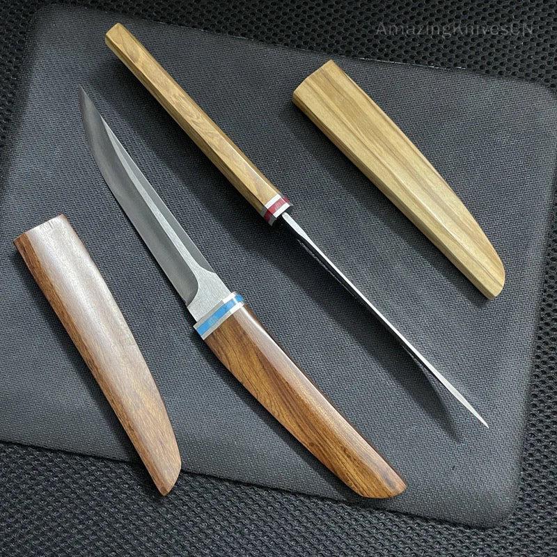 Japanese Style Mini Katana Knife Fixed Blade Hunting Bushcraft Outdoor Wooden Handle -AK-HT0886