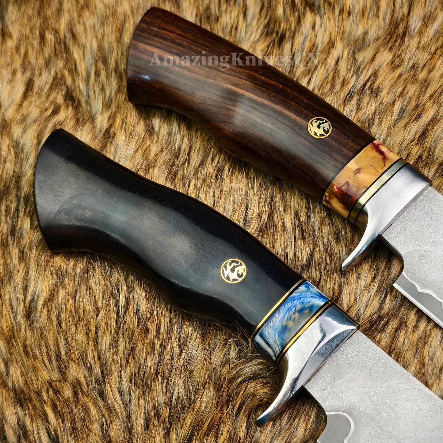 Rare Handforged Damascus Steel Ironwood Straight Hunting Outdoor Knife with Sheath- AK-HT0998