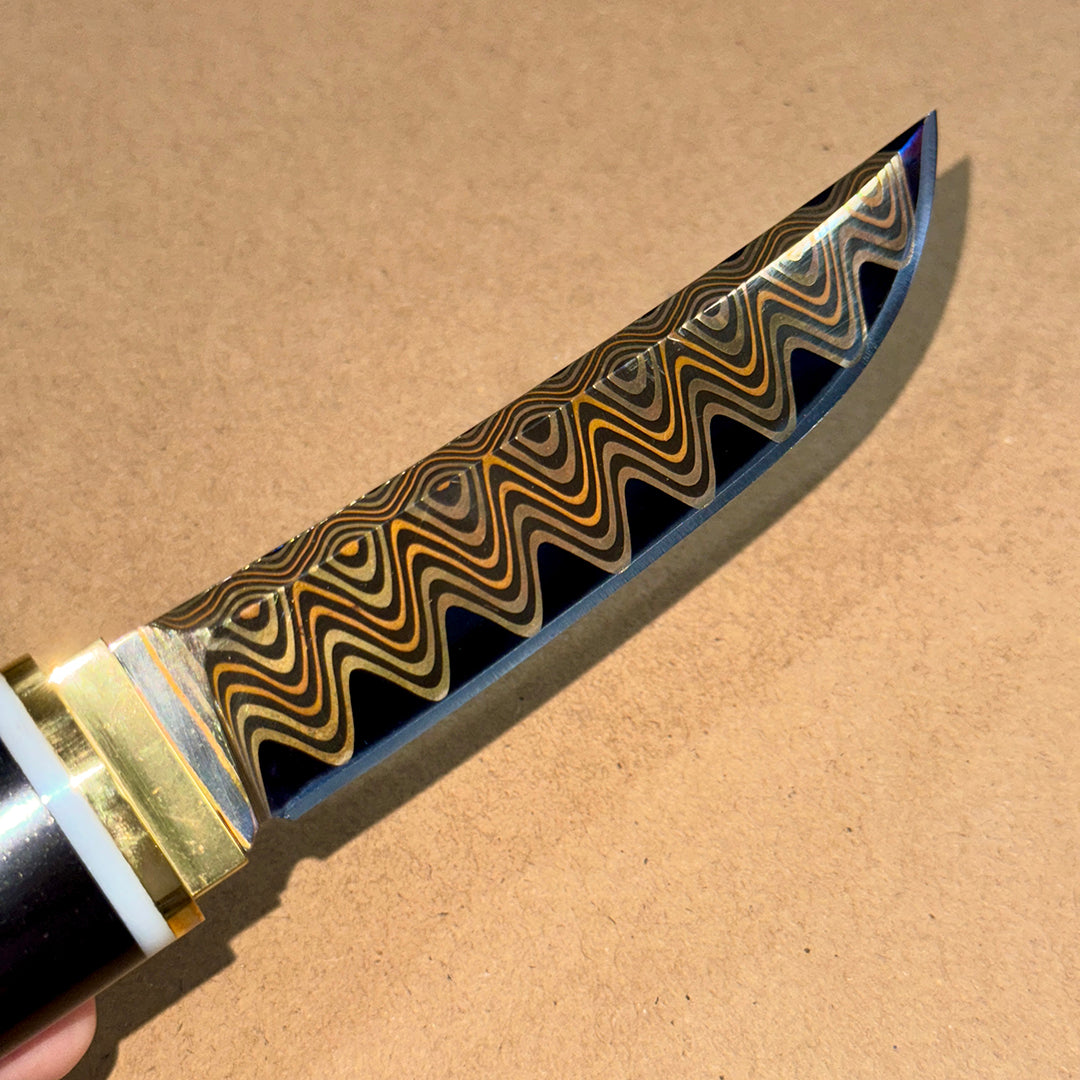 Handcrafted Japanese Style Katana Knife Copper Damascus Ninja Warrior Bushido - AK-HT0906