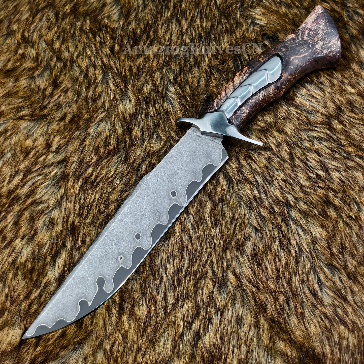 Hand Forged Damascus Steel Hunting Knife Bowie Survival Fixed Blade Full Tang- AK-HT0779-N