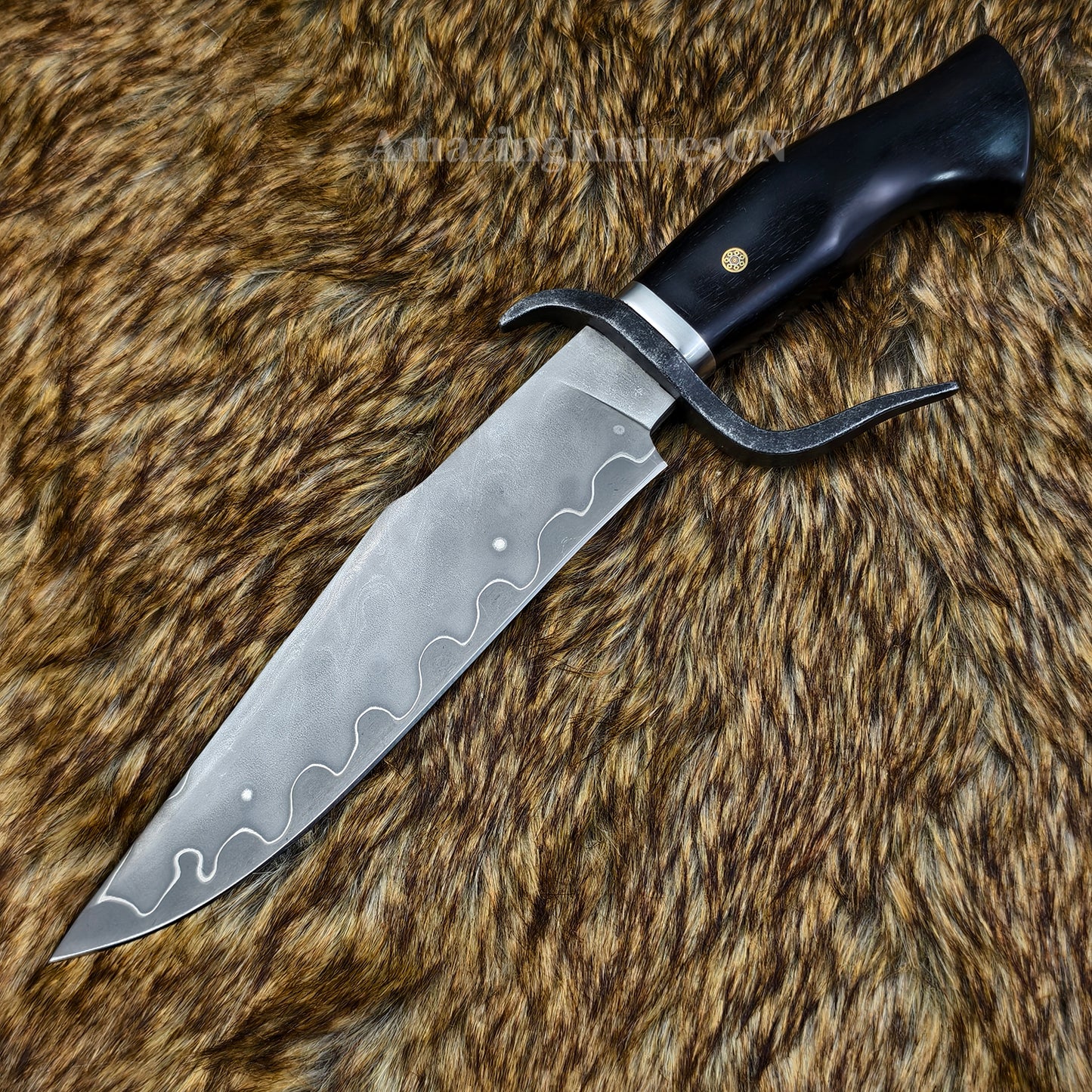 Hand Forged Damascus Steel Hunting Knife Bowie Survival Fixed Blade Full Tang- AK-HT0779-N
