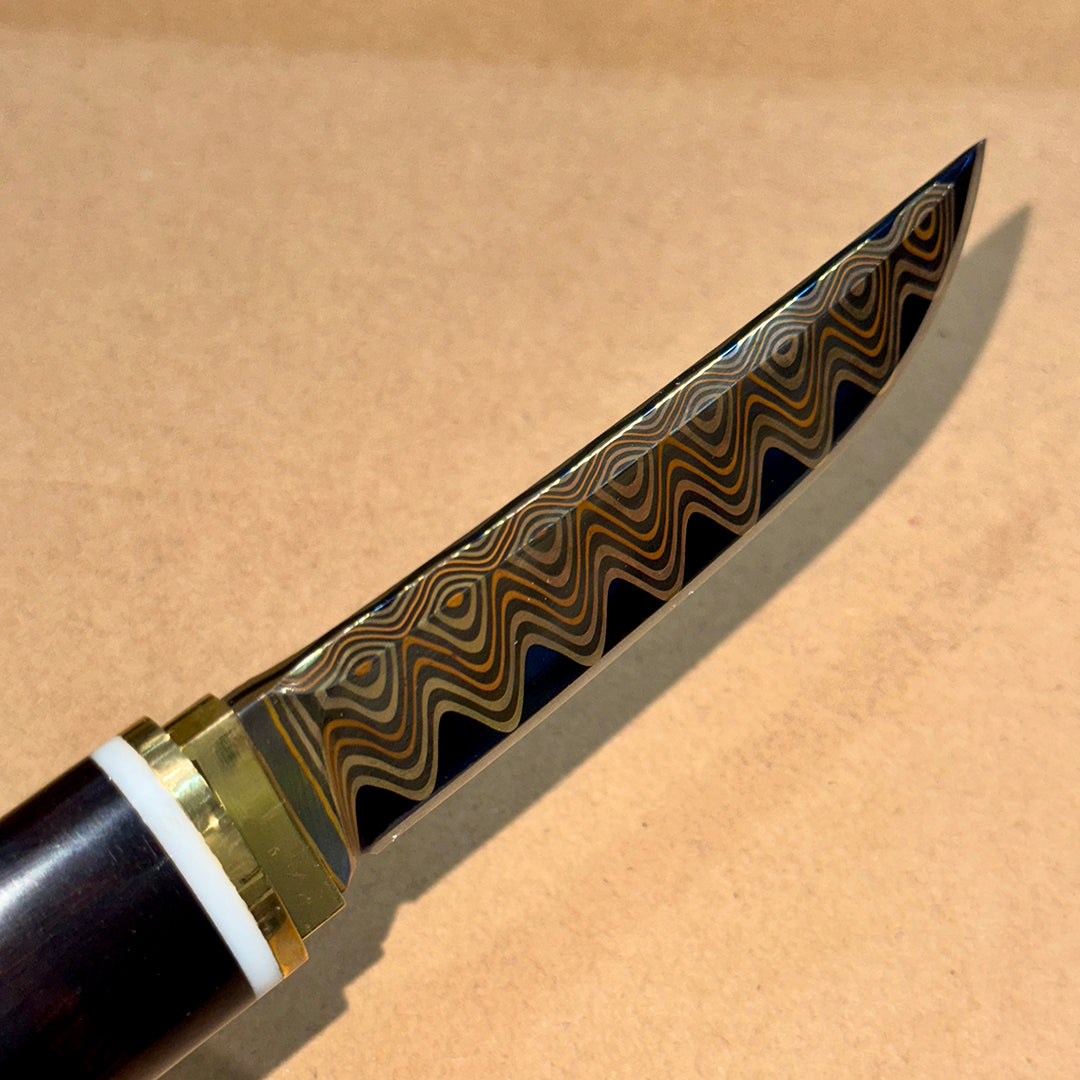 Handcrafted Japanese Style Katana Knife Copper Damascus Ninja Warrior Bushido - AK-HT0906