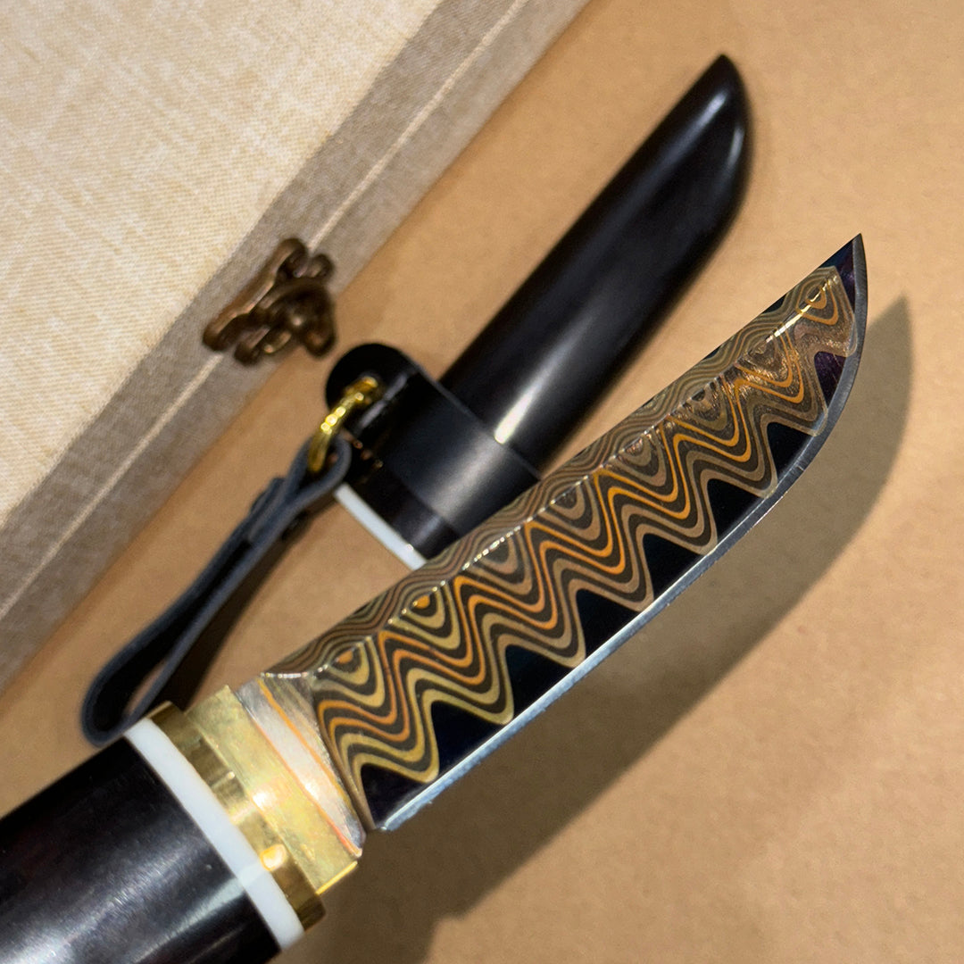 Handcrafted Japanese Style Katana Knife Copper Damascus Ninja Warrior Bushido - AK-HT0906