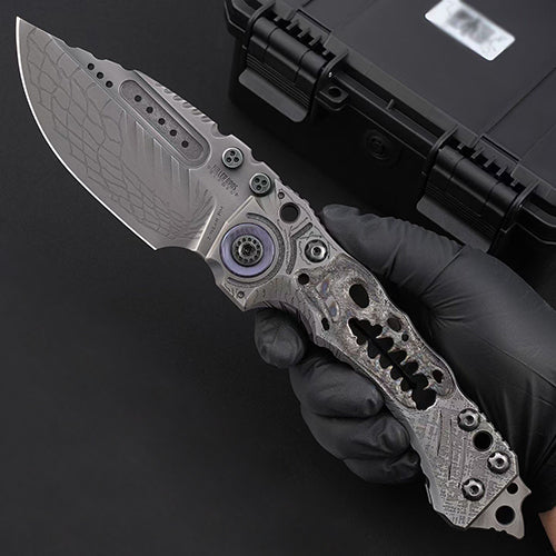 Heavy-Duty Handmade Tactical Folding Knife VG10 Steel Titanium Handle - AK-HT1022