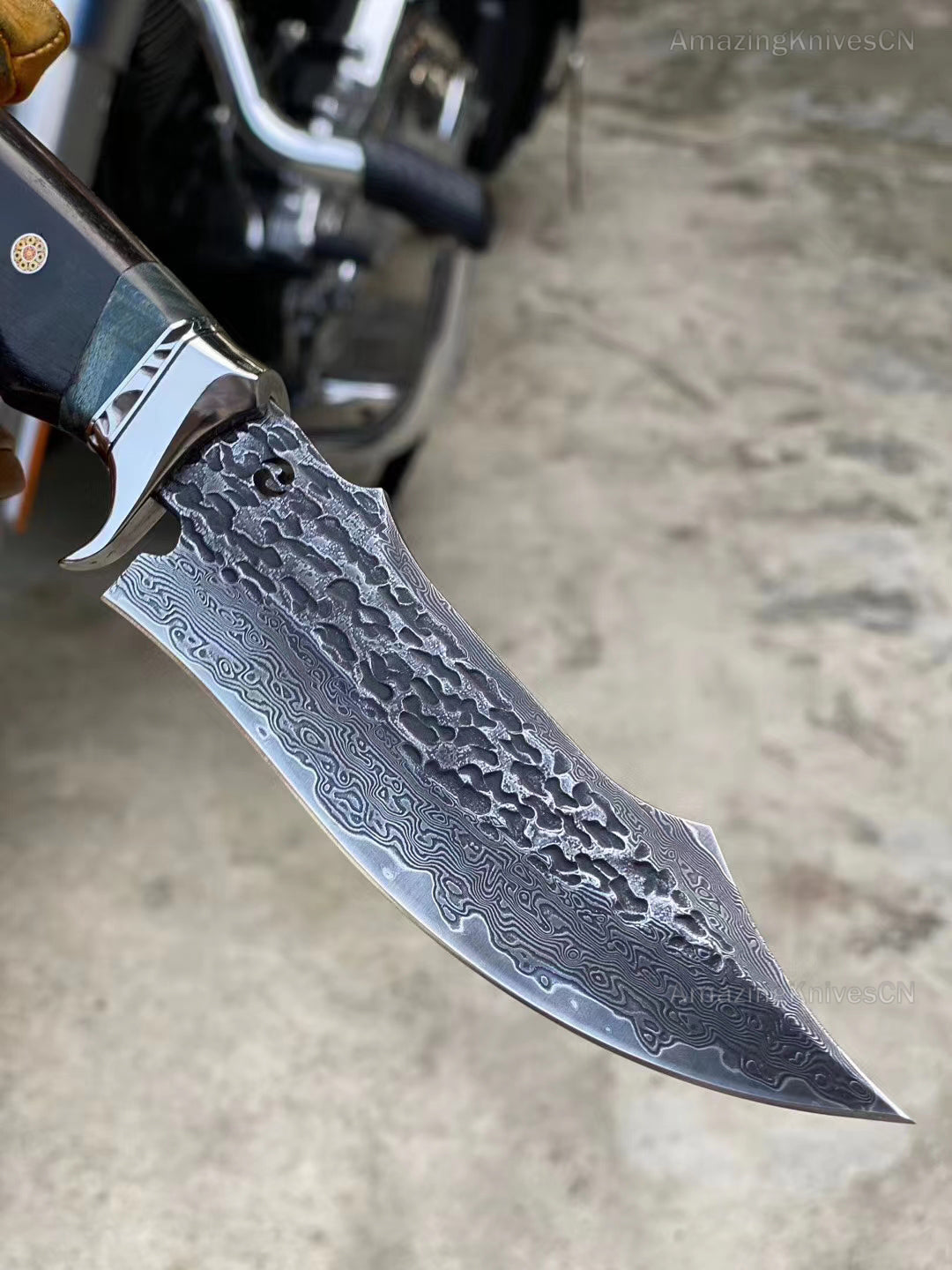 VG10 Hunting Knife Damascus Steel Bowie Survival Knife Full Tang Bushcraft Ebony -AK-HT0680