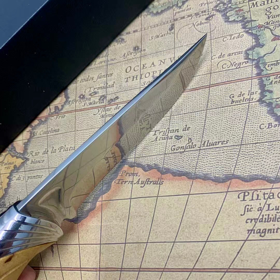 Handcrafted Wootz Steel Fixed Blade Outdoor Collectible Knife Stabilized Wood Handle with Leather Sheath - AK-HT0979