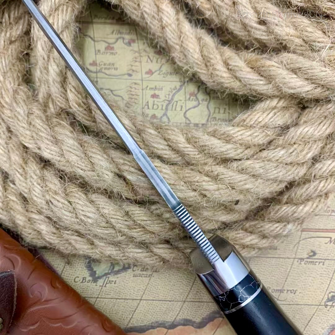 VG10 Damascus Steel Camping Hunting Knife Fixed Blade Wood Handle w/ Sheath - AK-HT0980