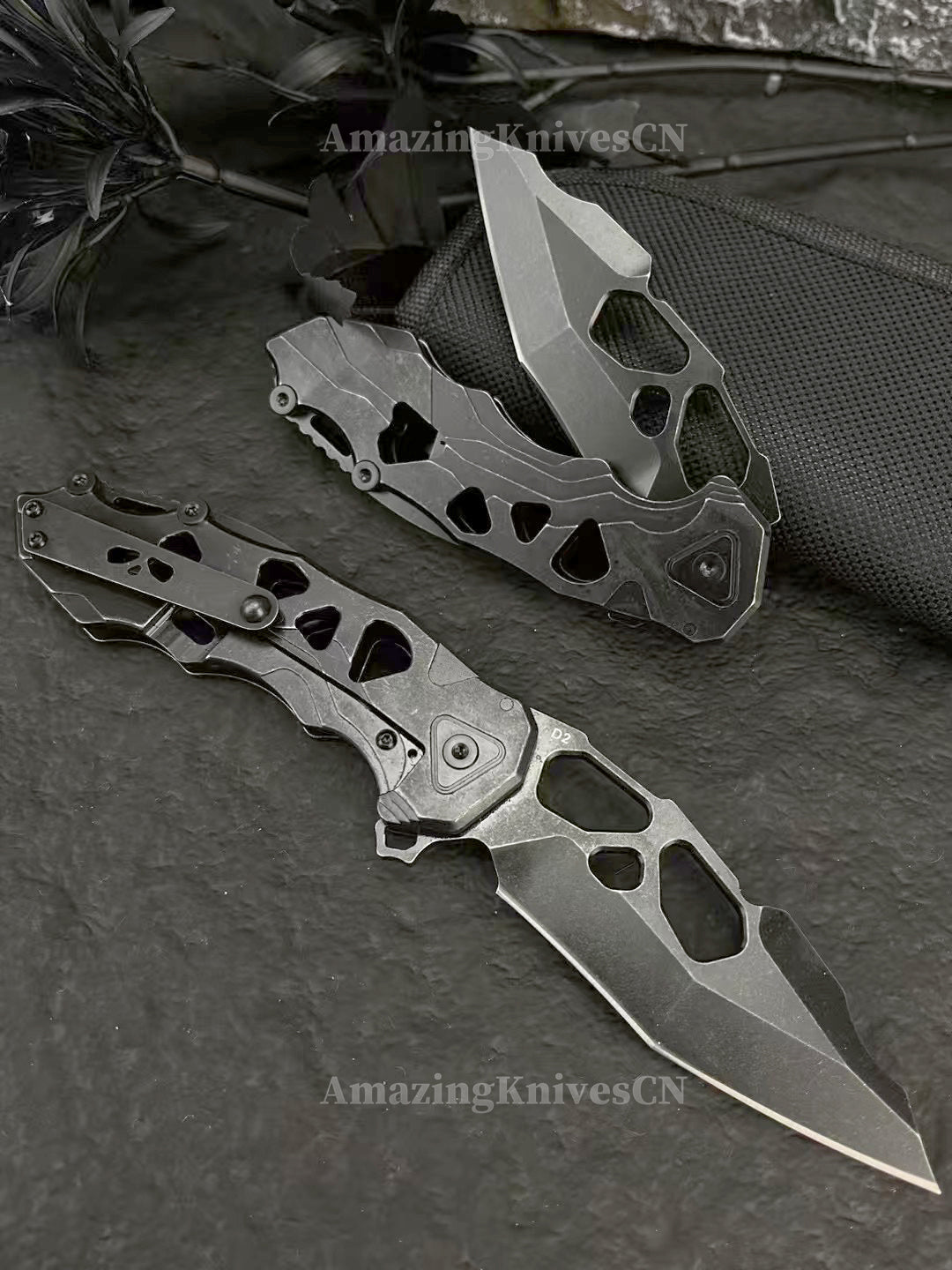 D2 Pocket Knife Folding Knife Tactical Rescue Survival Flipper Bushcraft Hunting - AK-HT0986