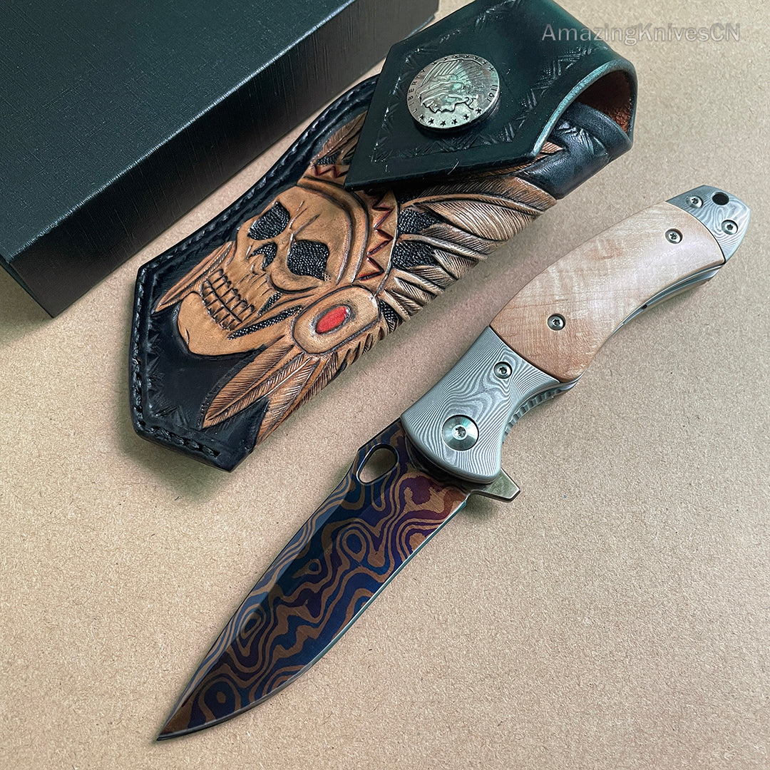 Damascus Folding Knife Pocket Knife Ball Bearings - AK-HT0782