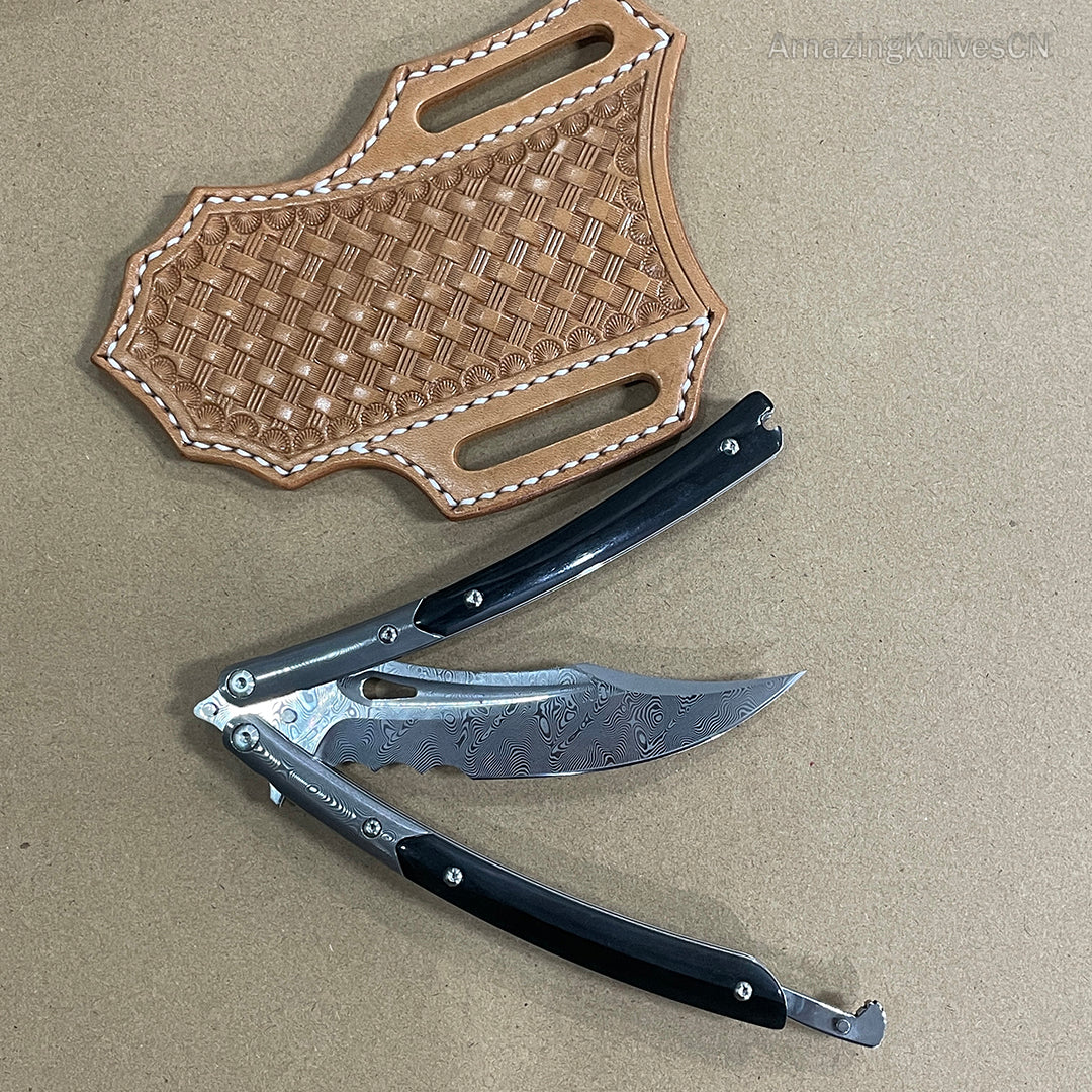 VG10 Damascus Steel Collectible Folding Knife Survival Knife with Bone Handle - AK-HT0755