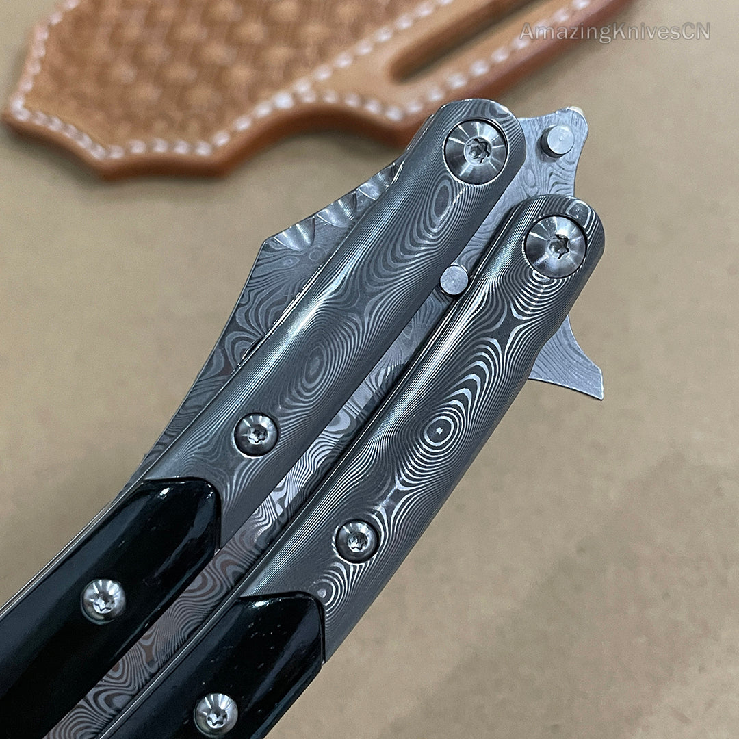 VG10 Damascus Steel Collectible Folding Knife Survival Knife with Bone Handle - AK-HT0755
