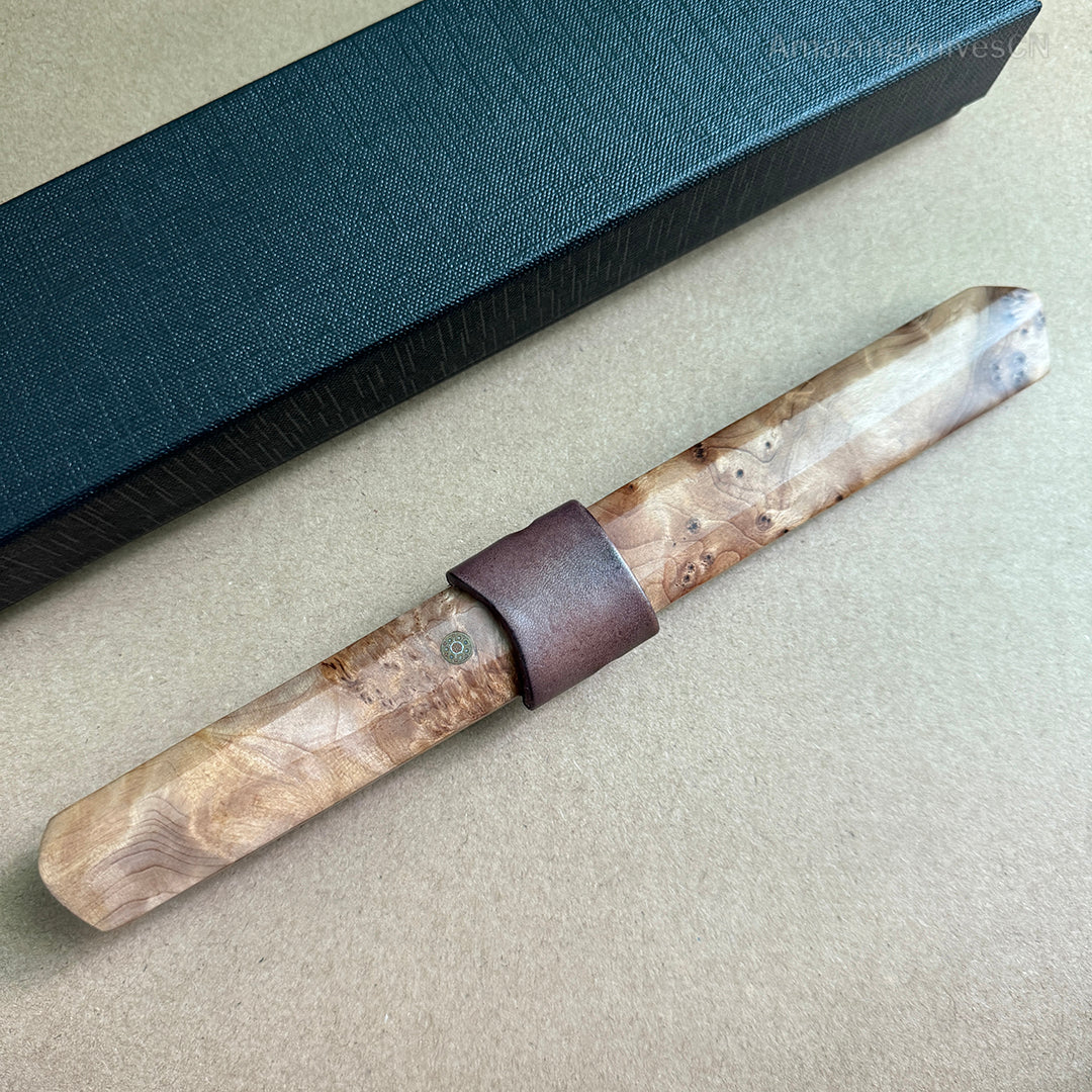 Japanese Bushido Katana Knife Damascus Steel Ninja Samurai Warrior Figured Wood-AK-HT0773