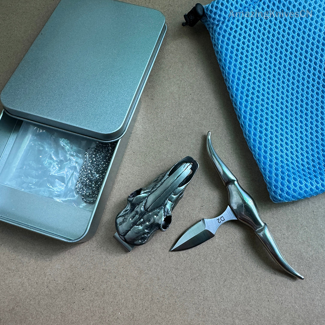 Collectible D2 Steel Pocket Knife Necklace Outdoor Survival Rescue Knife EDC - AK-HT0865