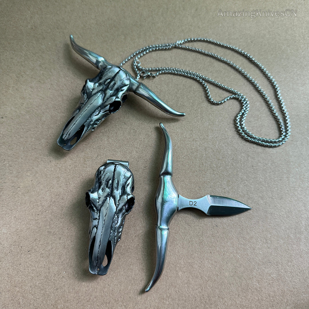 Collectible D2 Steel Pocket Knife Necklace Outdoor Survival Rescue Knife EDC - AK-HT0865