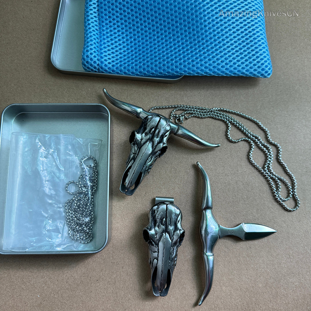 Collectible D2 Steel Pocket Knife Necklace Outdoor Survival Rescue Knife EDC - AK-HT0865