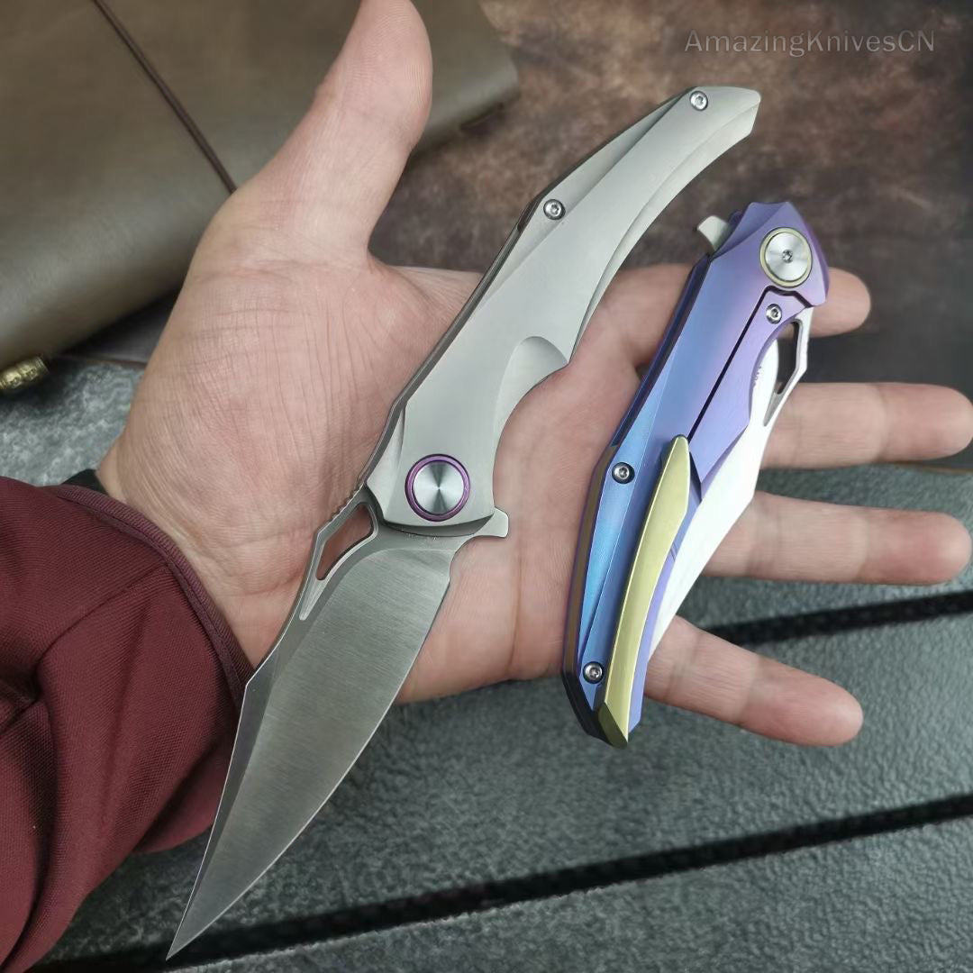 M390 Blade Folding Knife Pocket Knives Tactical Flipper Ball Bearings Titanium - AK-HT0873