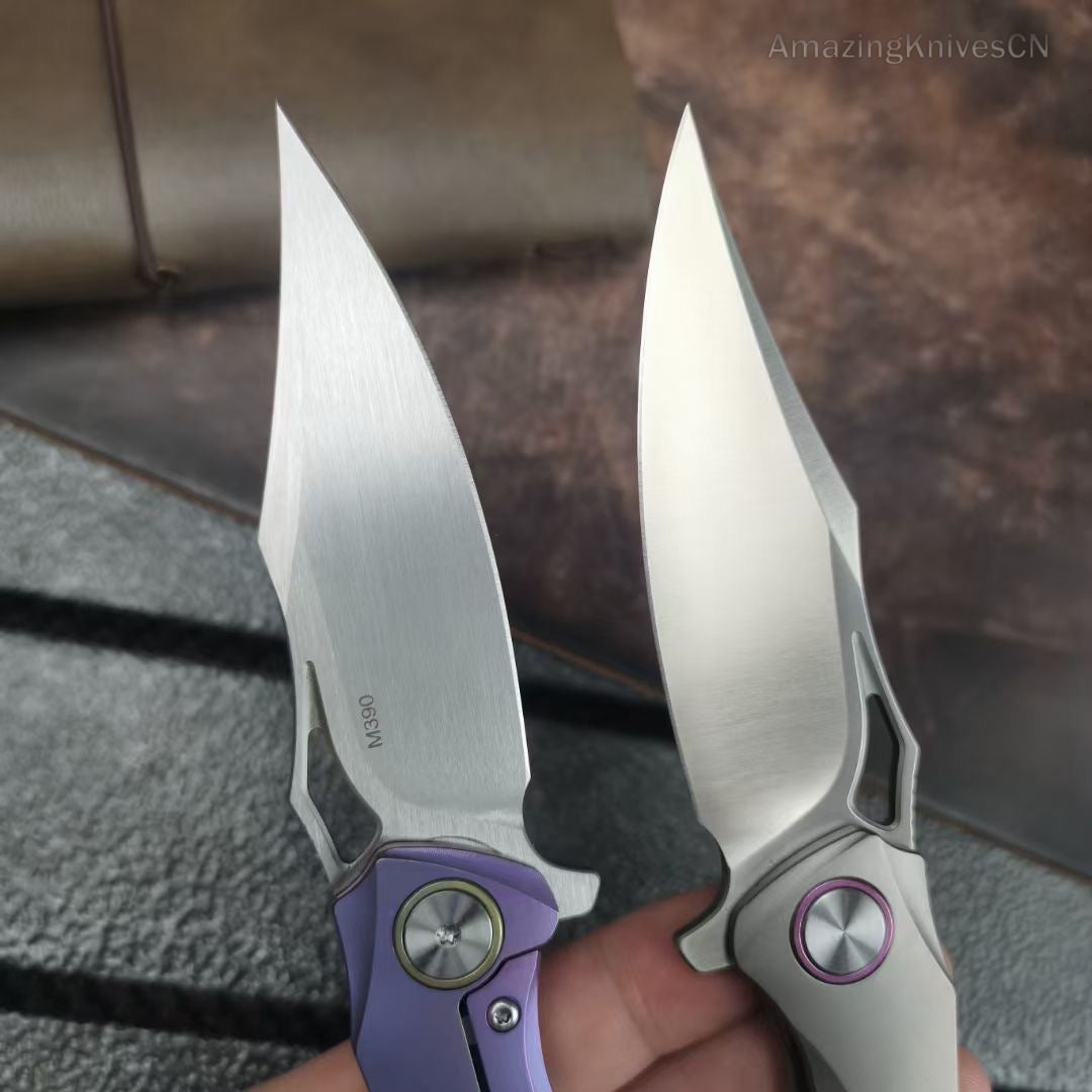 M390 Blade Folding Knife Pocket Knives Tactical Flipper Ball Bearings Titanium - AK-HT0873