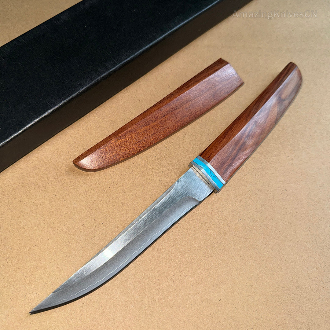 Japanese Style Mini Katana Knife Fixed Blade Hunting Bushcraft Outdoor Wooden Handle -AK-HT0886