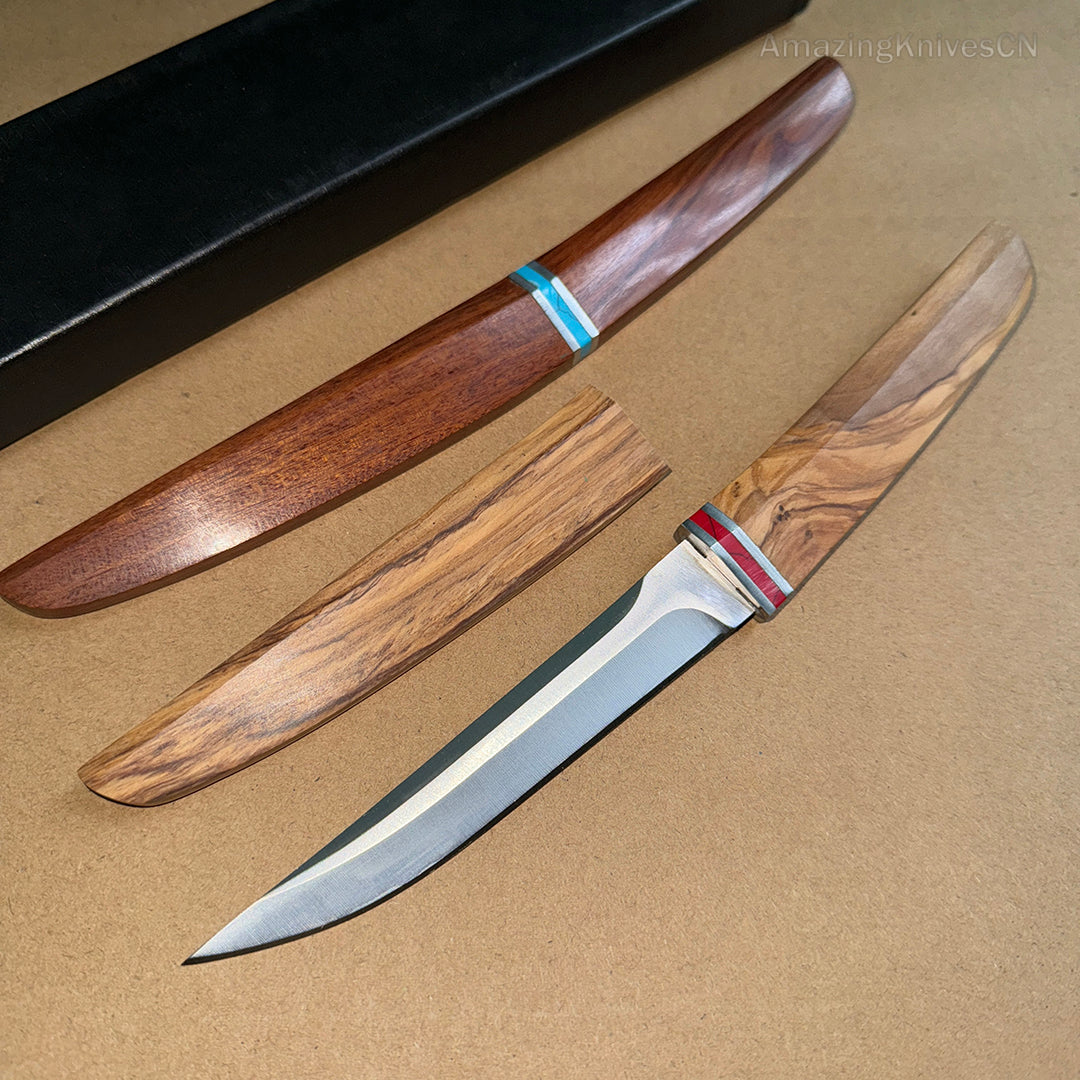 Japanese Style Mini Katana Knife Fixed Blade Hunting Bushcraft Outdoor Wooden Handle -AK-HT0886