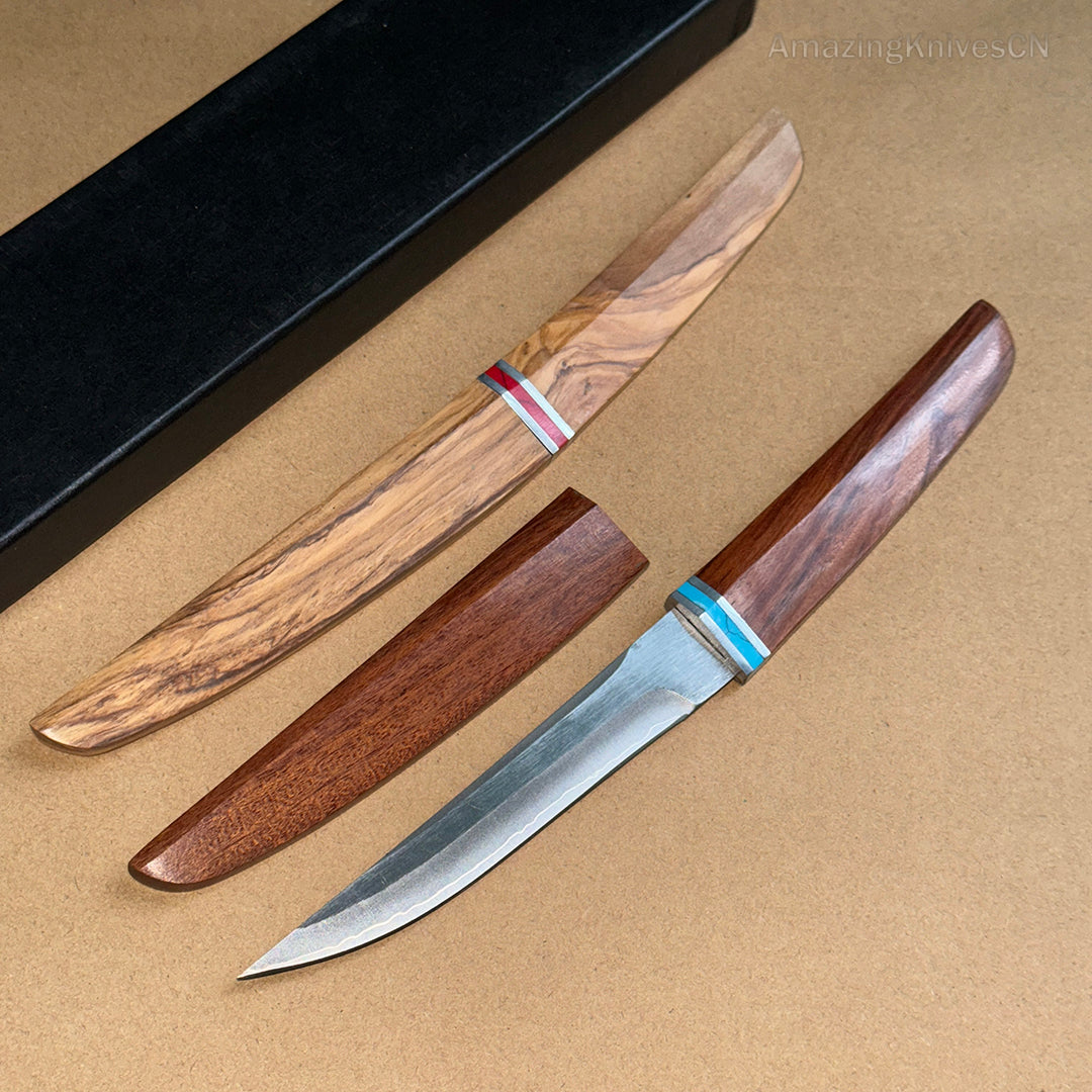 Japanese Style Mini Katana Knife Fixed Blade Hunting Bushcraft Outdoor Wooden Handle -AK-HT0886