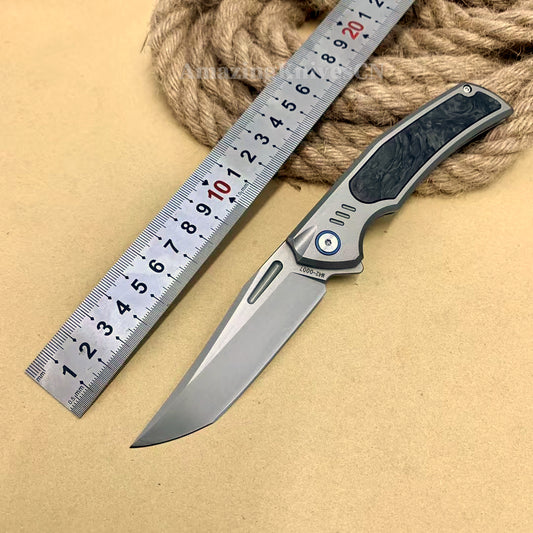 M42 High Speed Steel Pocket Knife Flipper Carbon Fiber Ball Bearing - AK-HT0988