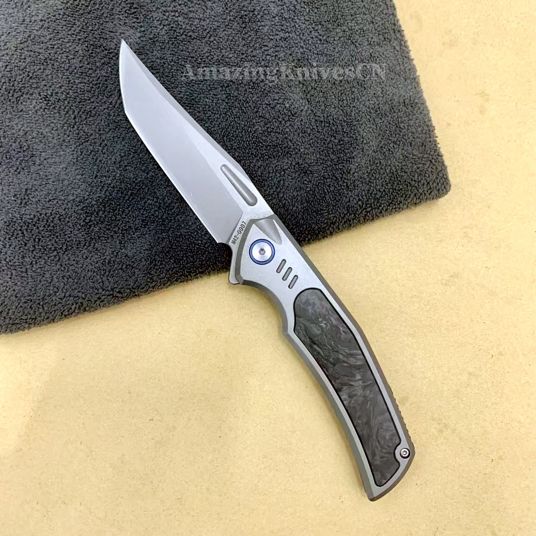 M42 High Speed Steel Pocket Knife Flipper Carbon Fiber Ball Bearing - AK-HT0988