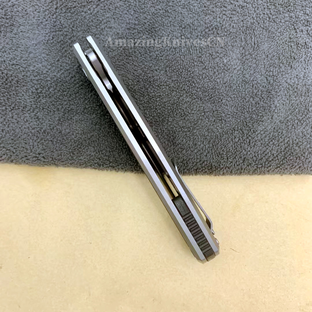 M42 High Speed Steel Pocket Knife Flipper Carbon Fiber Ball Bearing - AK-HT0988