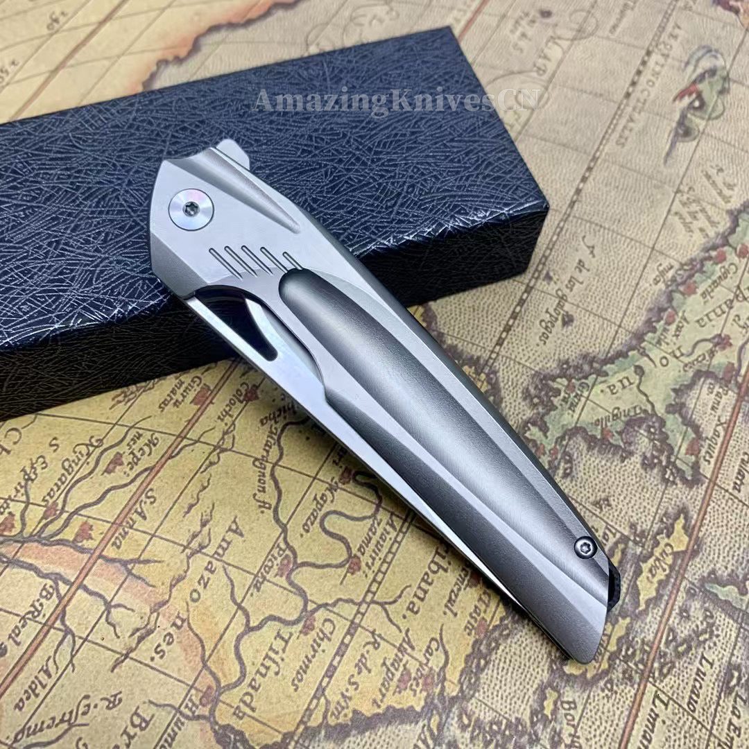 M42 High Speed Steel Pocket Knife Flipper Japanese 420J2 Steel Ball Bearing - AK-HT0989