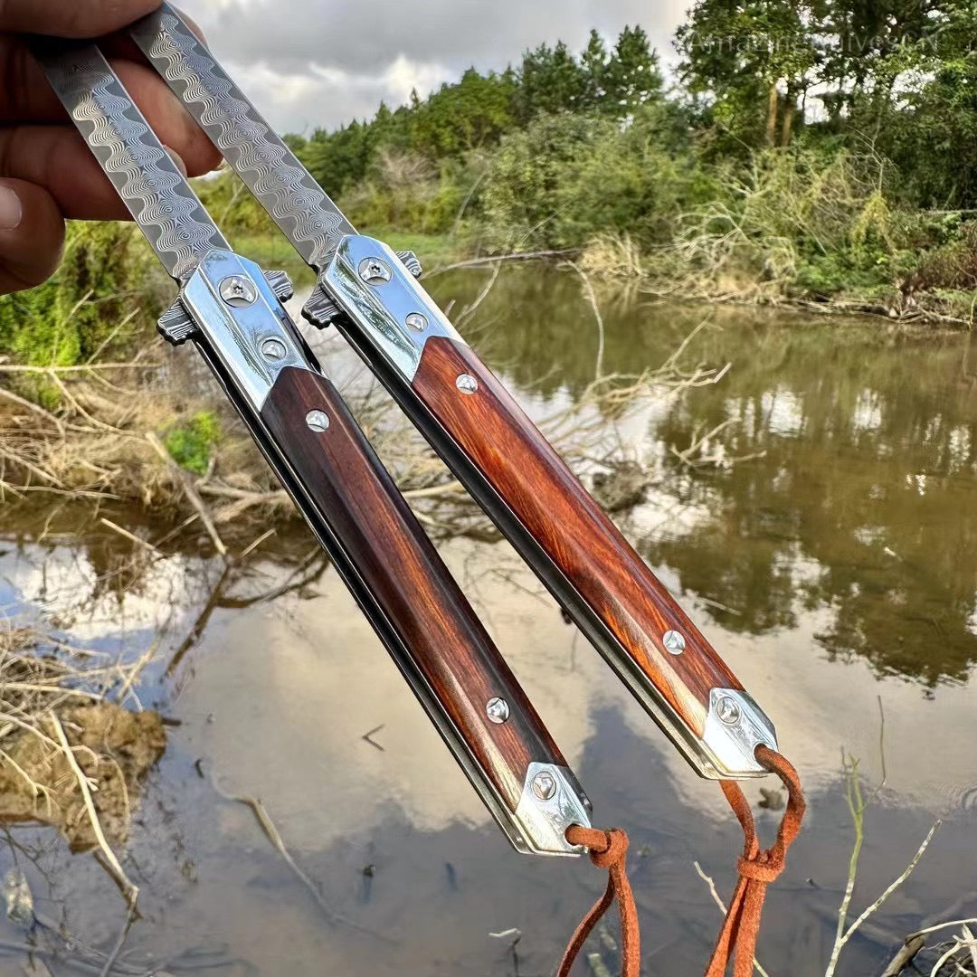 Vg10 Damascus Flipper Knife Folding Blade Tactical Knife Needle Point - AK-HT0590