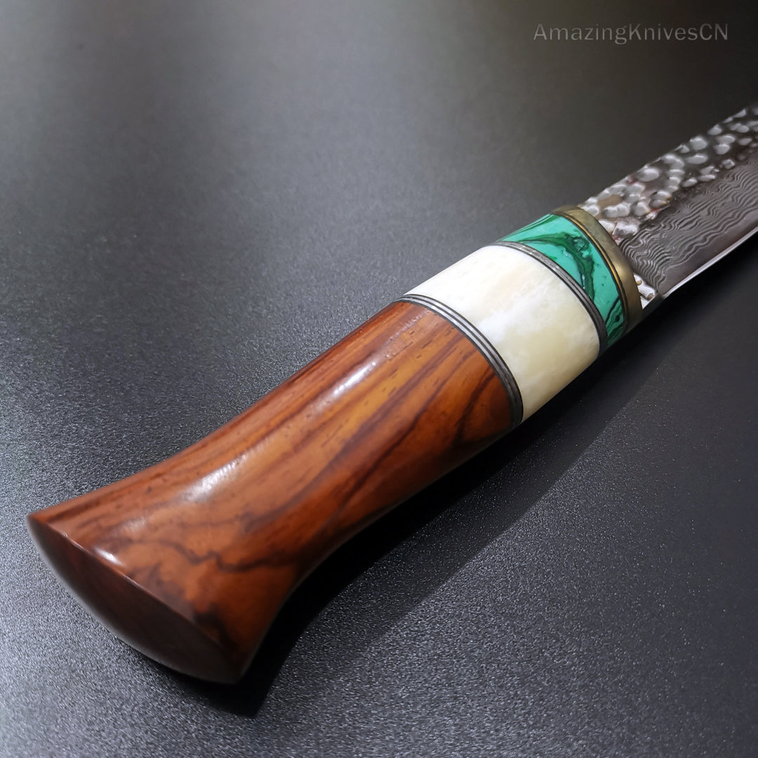 Vg10 Damascus Hunting Knife Fixed Blade Wood Handle with Sheath Camping Survival- AK-HT0367