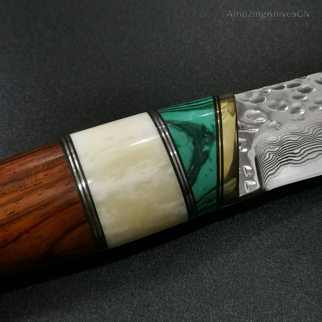 Vg10 Damascus Hunting Knife Fixed Blade Wood Handle with Sheath Camping Survival- AK-HT0367