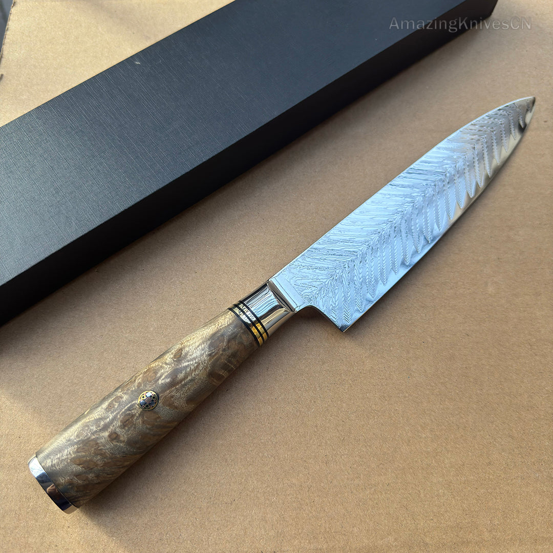 8'' Chef Knife Japanese VG10 Damascus Steel Kitchen Knives Stainless Gyuto with Wood Handle - AK-DC0348