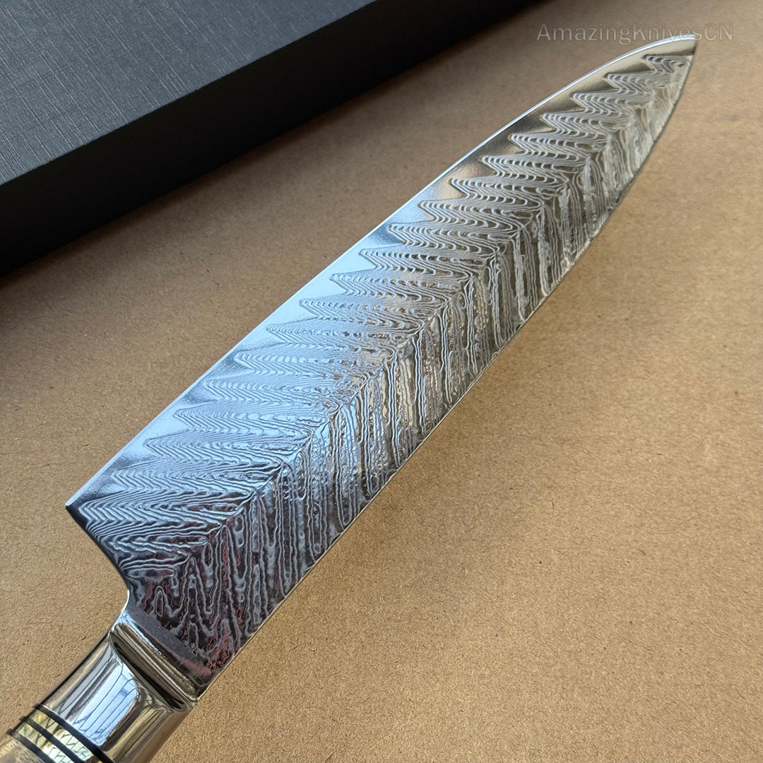 8'' Chef Knife Japanese VG10 Damascus Steel Kitchen Knives Stainless Gyuto with Wood Handle - AK-DC0348